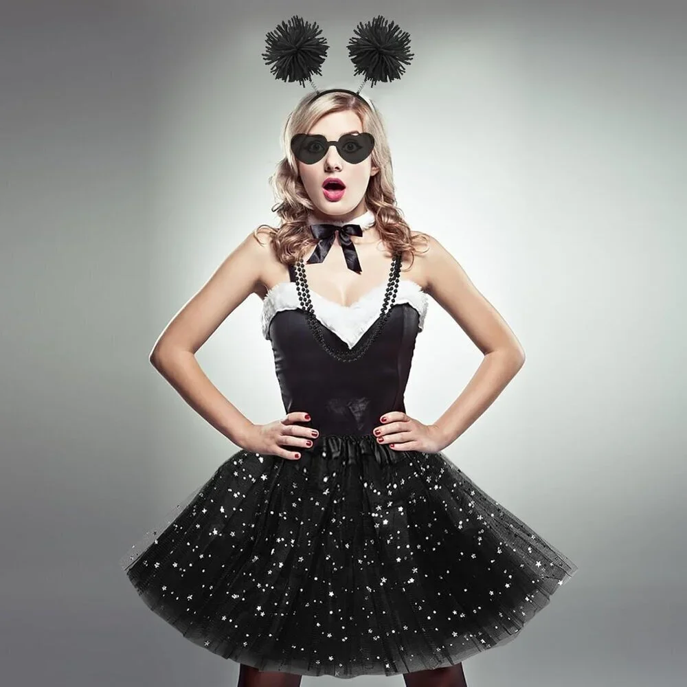 Women Girls Tutu Costume Accessories Set With Headband Sunglasses Party